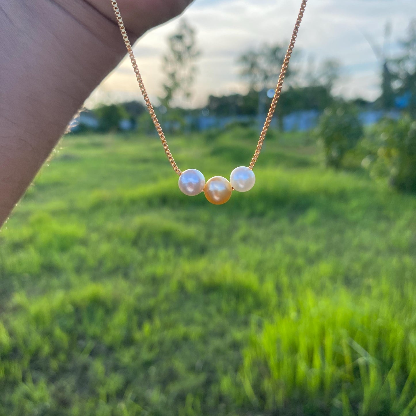 Real South Sea Pearl Necklace Saltwater Pearl Pendant (7.5-8.5mm) BoZorX M-1