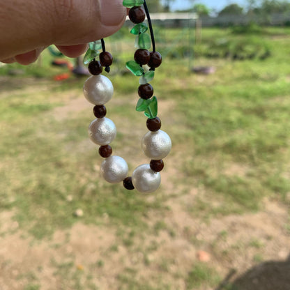 Real South Sea Pearl Bracelet Stone and Wood Accent, 12mm GR-5