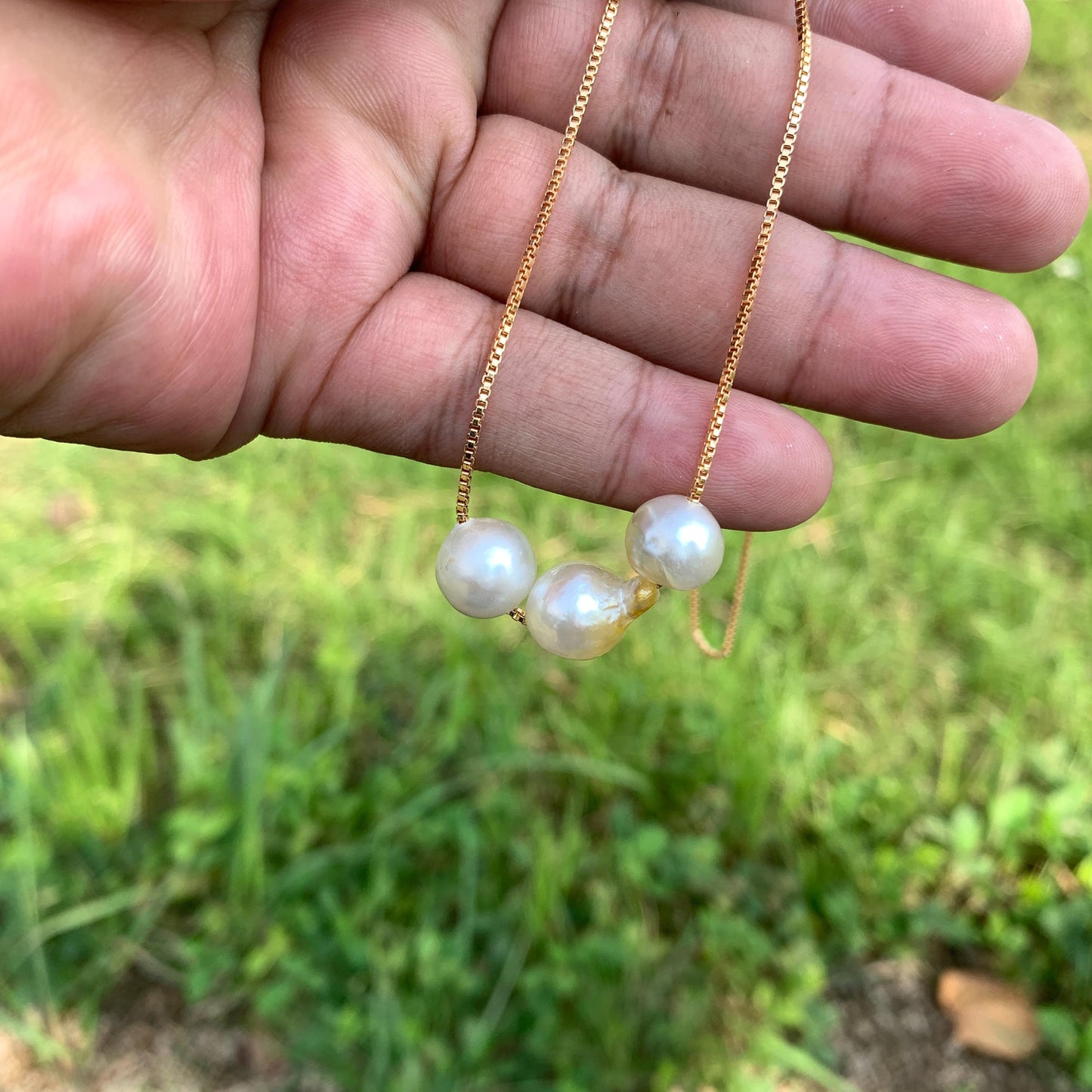 Real South Sea Pearl Necklace with Pearl Pendant D-3