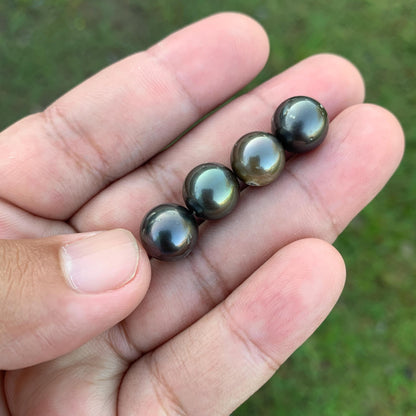 4 Pcs 10mm Loose Seawater Black Pearl Tahitian Edition Pearl Beads BoZorX BT-2