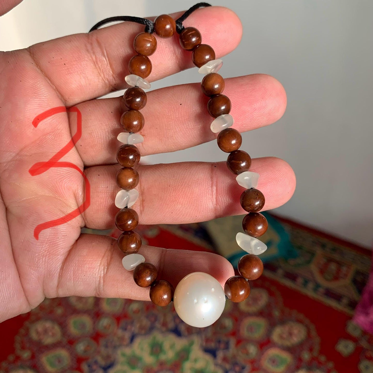 South Sea Pearl Bracelet Stone & Wood Accent - BoZorX Var-2