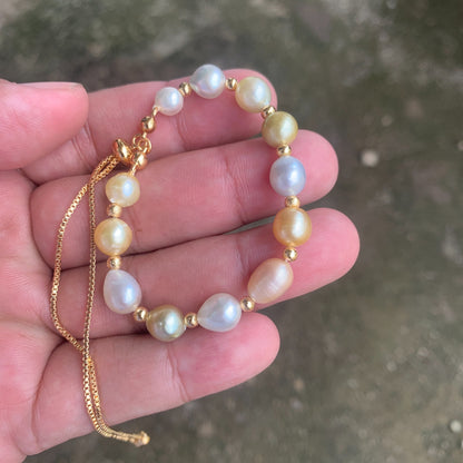 Real south sea pearl Saltwater pearl Bracelet BoZorX Pearl size 7-8mm D-4-3